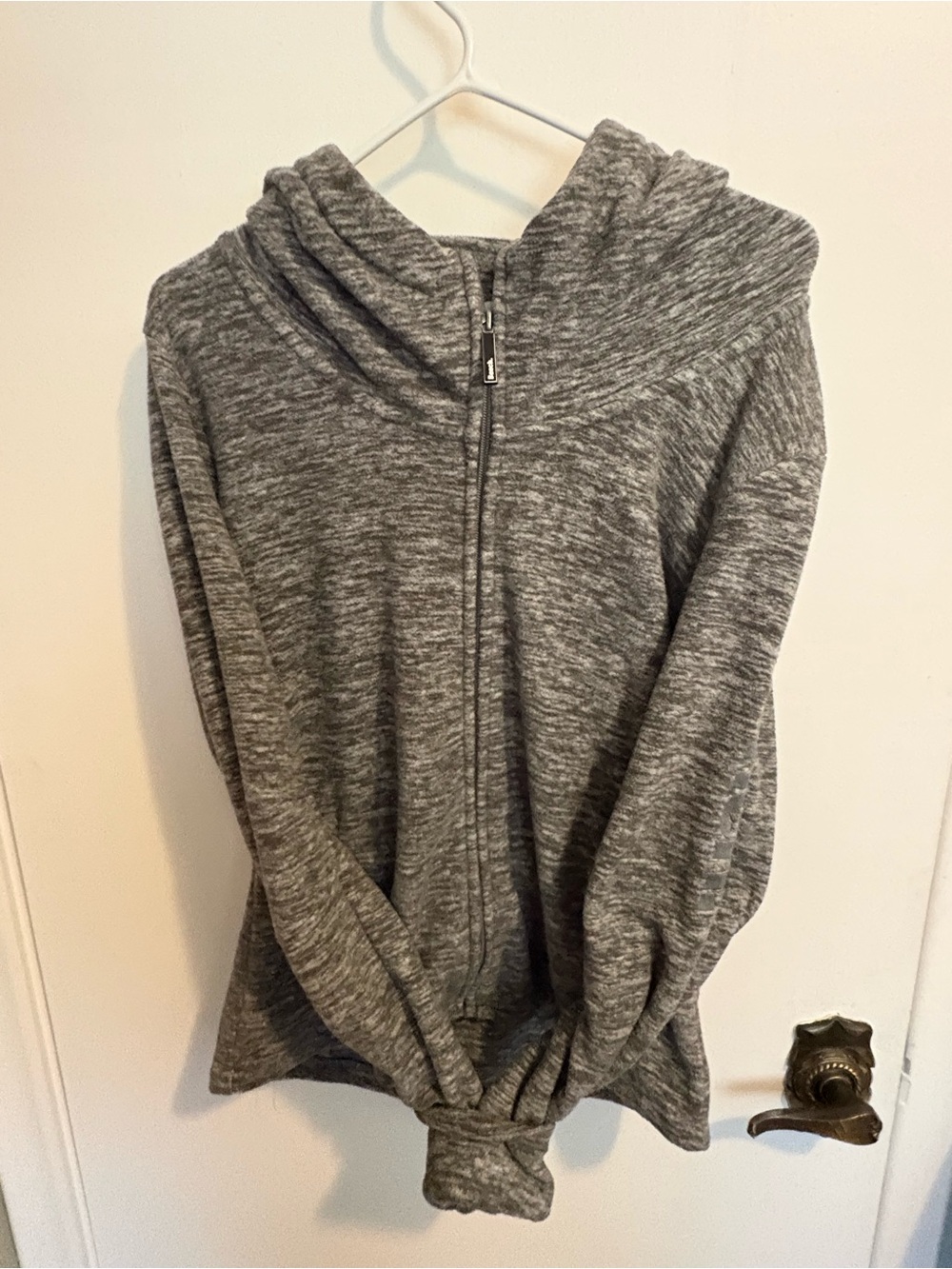 Cozy Gray Bench Hooded Zip Sweater
